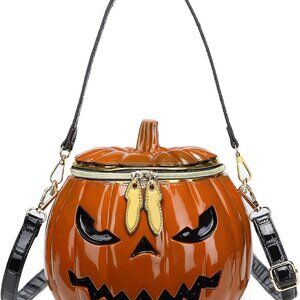 Women Pumpkin Shaped Crossbody Shoulder Bag Unique Weird PVC Handbag Novelty Hal